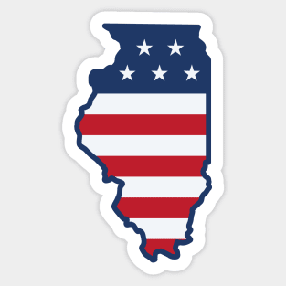 Stars and Stripes Illinois Sticker